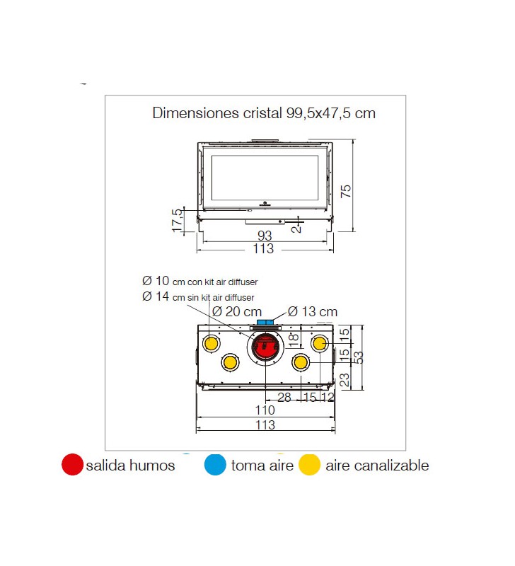 Edilkamin Screen Evo 100 measurement plan