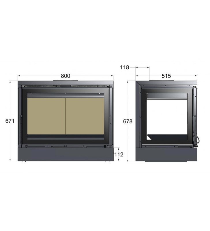 Tecnicalor BIO ECO 80 Angular 3 glass dimensions plan