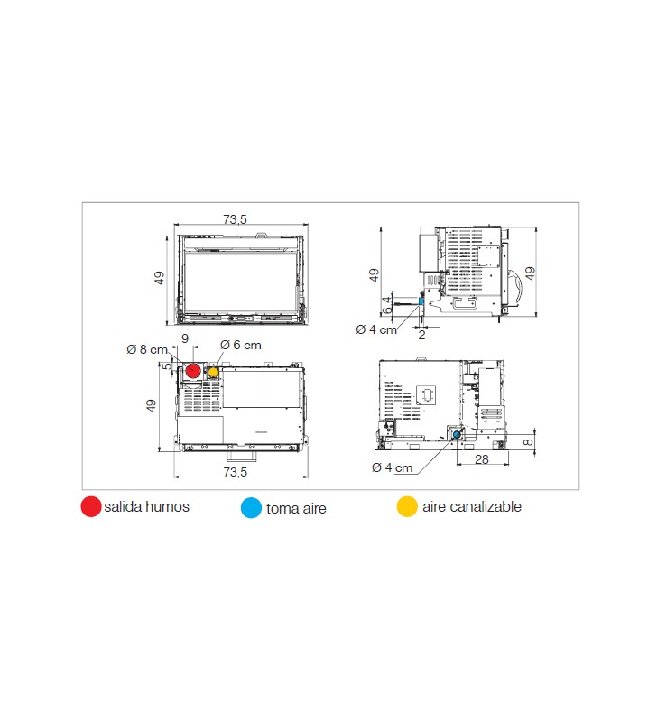 Plano de medidas Edilkamin Pellkamin 10 Evo Plus