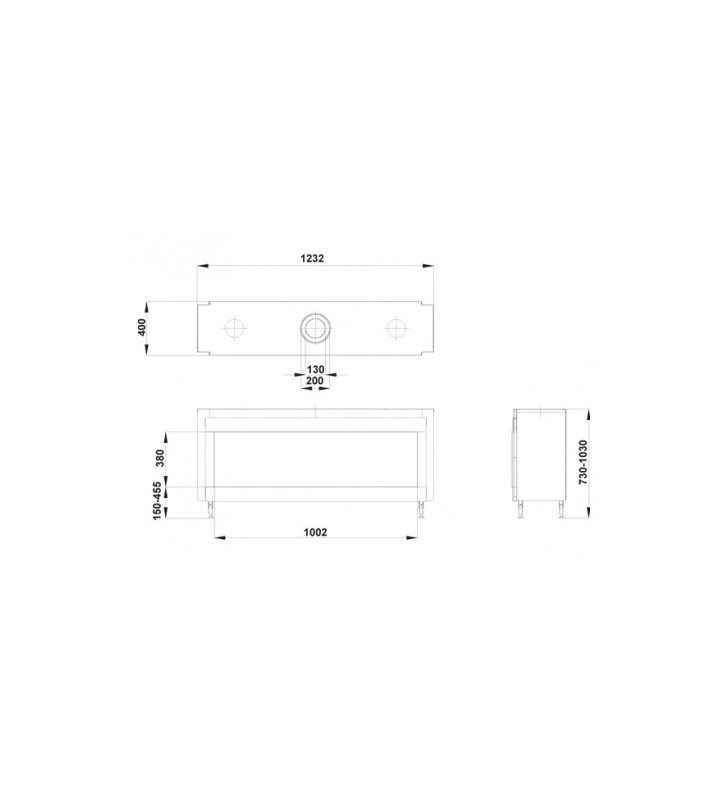 Plano de medidas Chimenea MG 100/38 T - Dos Caras