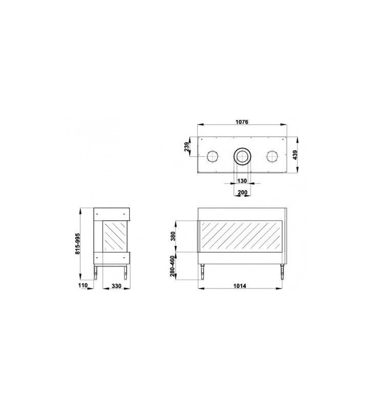 Plano de medidas Chimenea MG 100/38 DCA