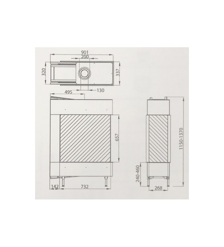 Plano de medidas Chimenea MG 73/65 U