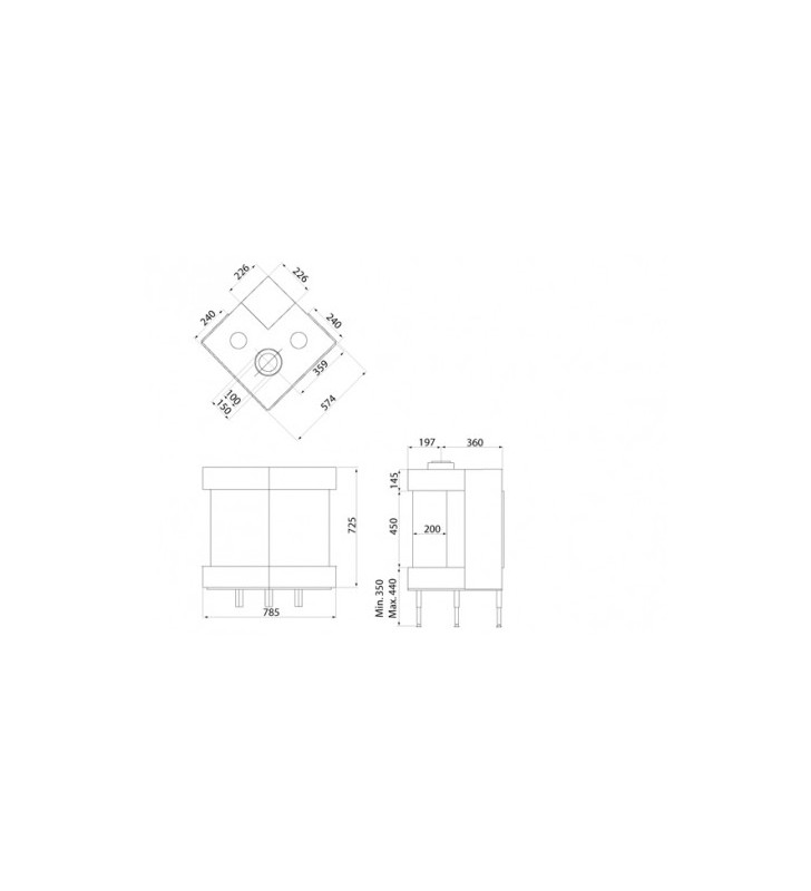 Plano de medidas Chimenea MG 50-24/45 CC - (4 caras)