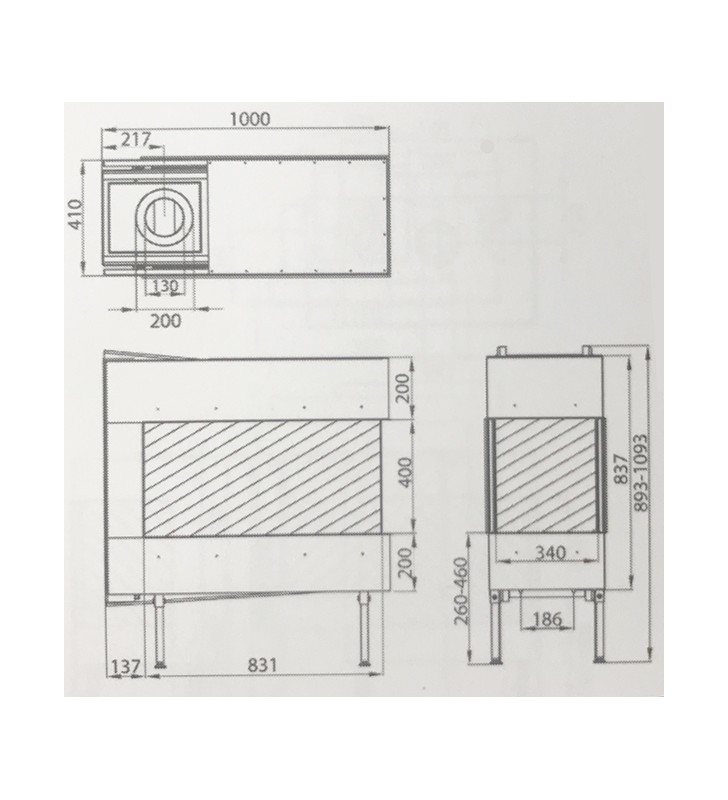 Plano de medidas Chimenea MG 83-34/40 U