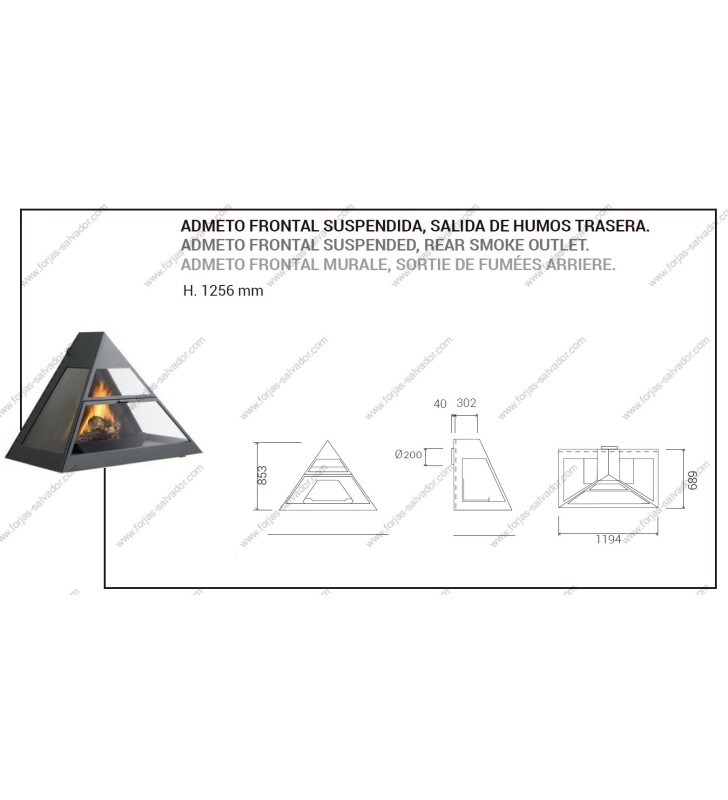 Traforart Admeto Plano de medição Saída dianteira traseira