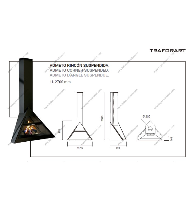 Traforart Admeto Angolo sospeso a soffitto
