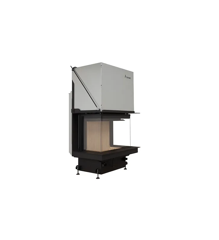 Crystal 70 premium wood-burning fireplace with retractable door by Caminetti