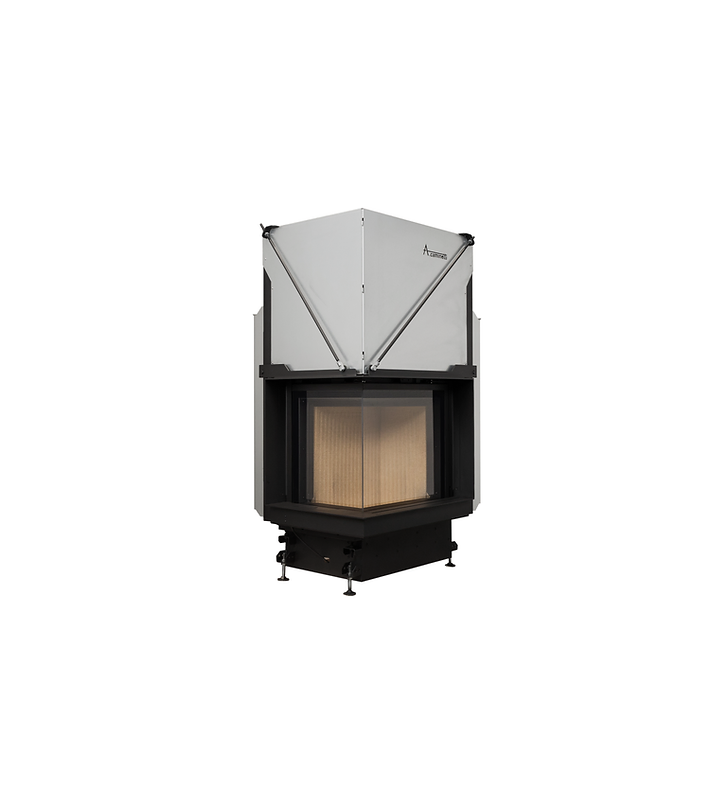 Lareira a lenha premium Quattro 50 L com porta retrátil da Caminetti