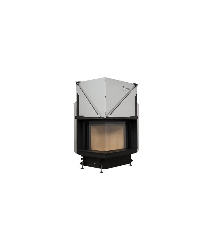 Quattro 70 L Premium Chimenea de leña con puerta escamoteable A Caminetti