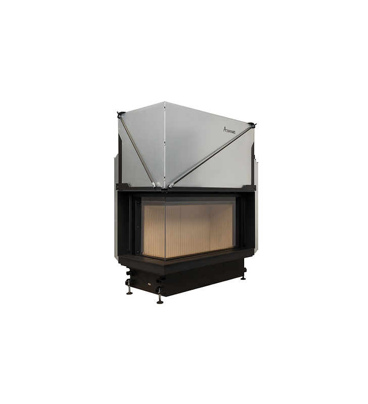 Quattro 90 L premium chimenea de leña con puerta escamoteable A Caminetti
