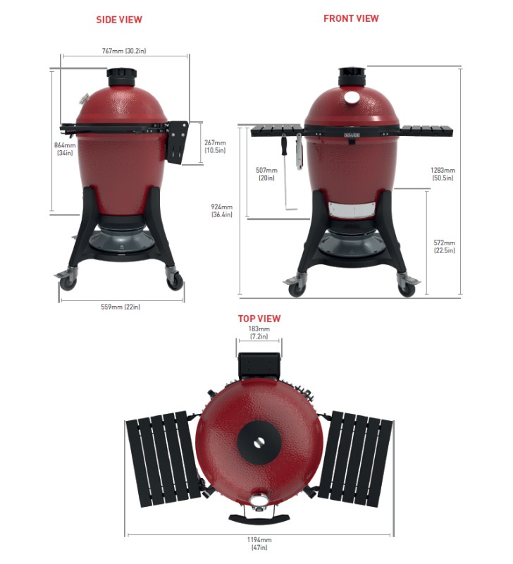 Plano de medidas Kamado Joe Classic III 18 pulgadas